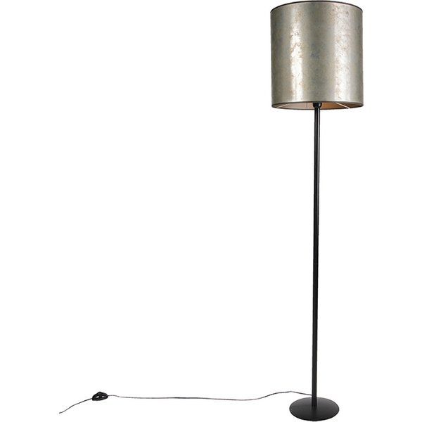 Zwarte vloerlamp met oud-taupe kap 40 cm - Simplo