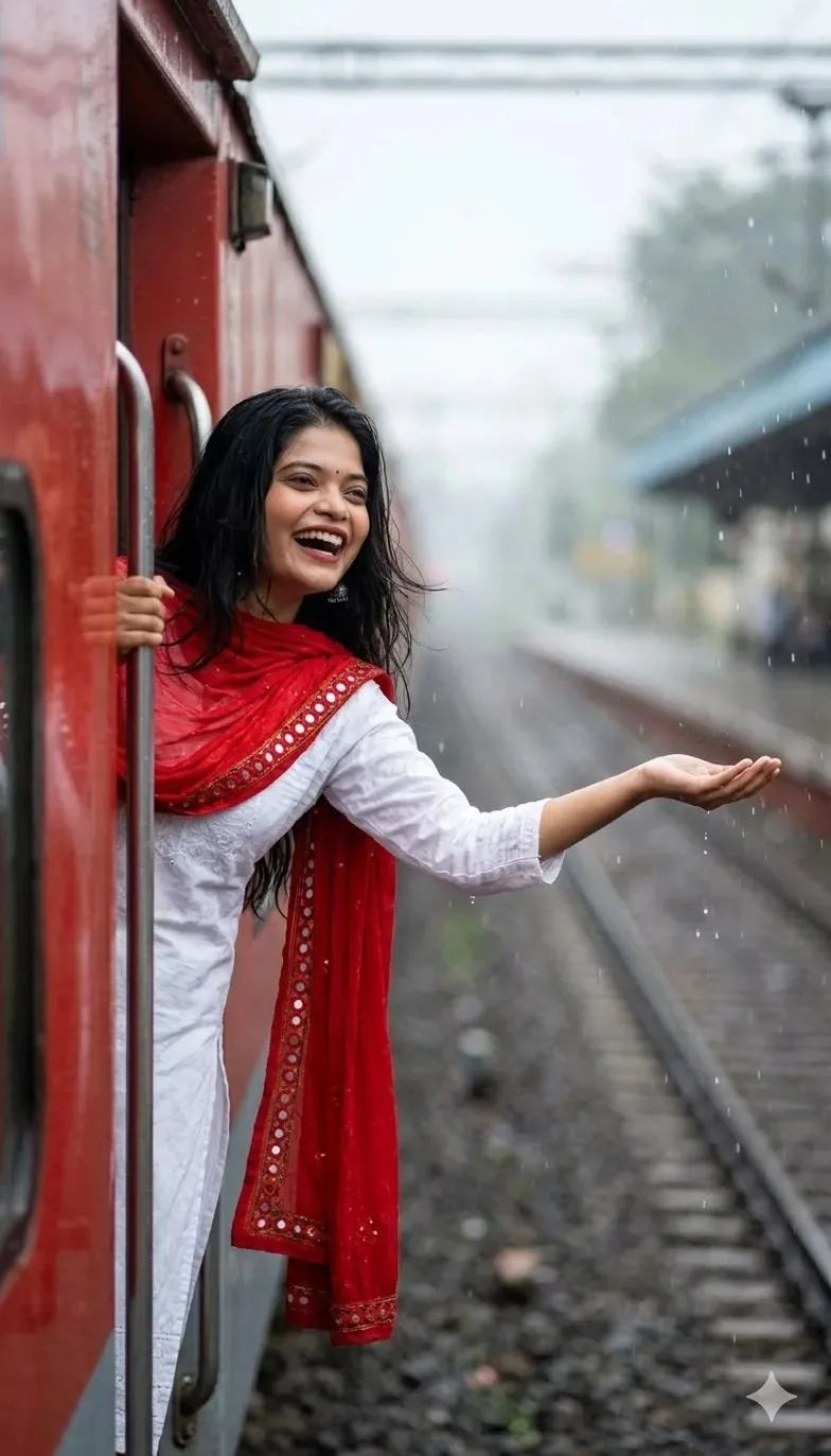 Create a Nostalgic Monsoon Train Scene with This AI Prompt