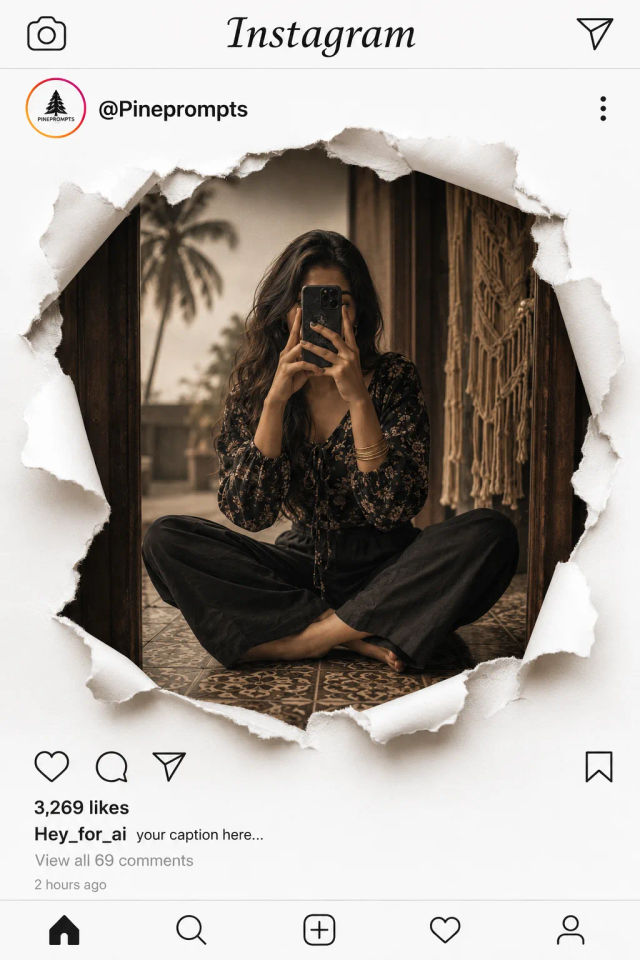 Instagram Torn Paper Selfie Poster Mockup — ChatGPT prompt | pineprompts.com