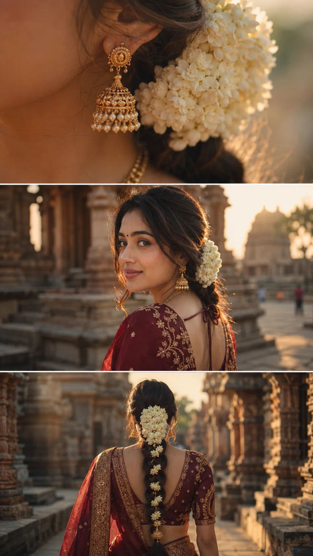 Cinematic Indian Saree Triptych Portrait — ChatGPT prompt | pineprompts.com