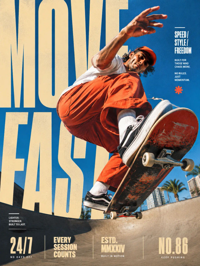 Dynamic Editorial Skateboarding Action Poster — ChatGPT prompt | pineprompts.com