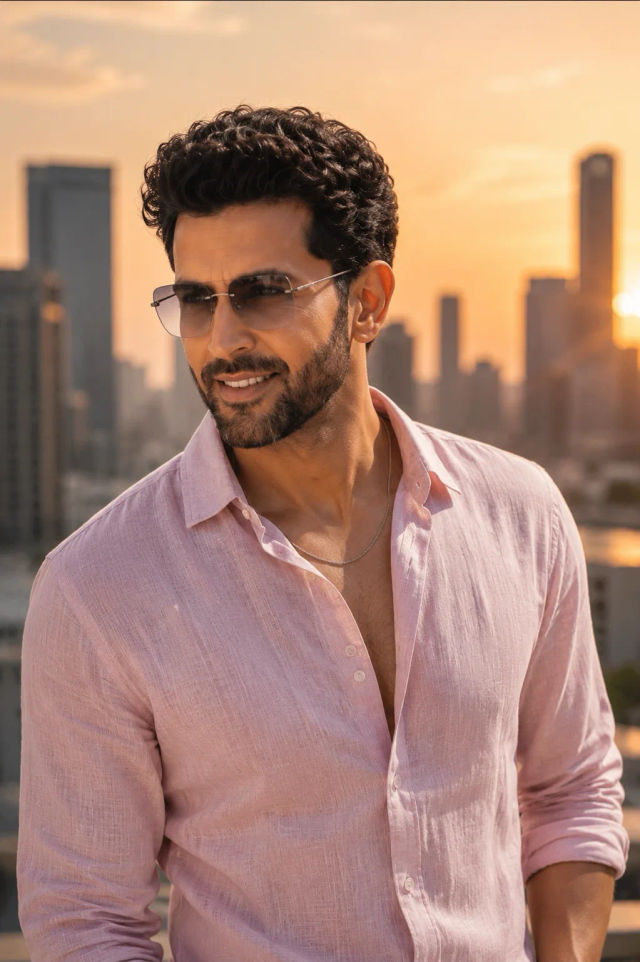 Rooftop Portrait in a Pastel Pink Linen Shirt — ChatGPT prompt | pineprompts.com