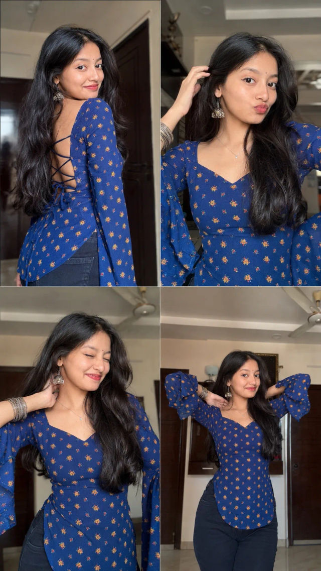 Pinterest Style Indian Fashion Collage in Royal Blue Kurti — ChatGPT prompt | pineprompts.com