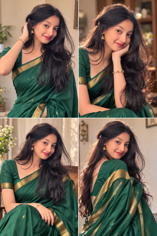 Ultra-Realistic Indian Saree Portrait Collage in Vogue Editorial Style — ChatGPT prompt | pineprompts.com