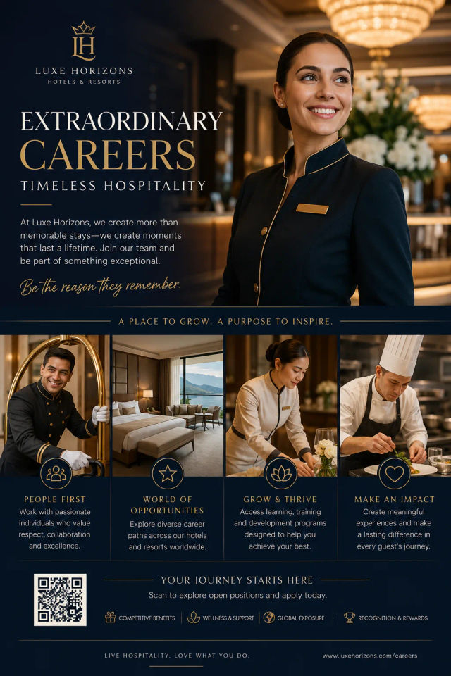 Hotel Staff Hiring Poster — ChatGPT prompt | pineprompts.com