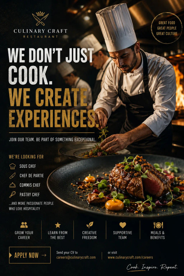 Chef Recruitment Poster — ChatGPT prompt | pineprompts.com