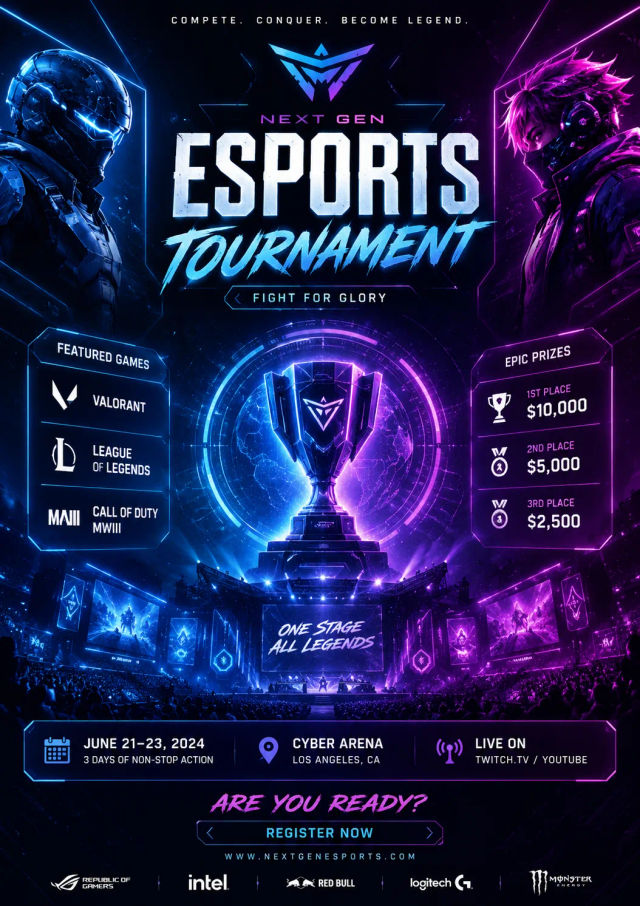 Esports Tournament Poster — ChatGPT prompt | pineprompts.com