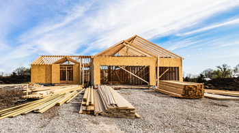 New house building at construction site