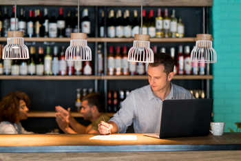 Bookkeeper working at a restaurant