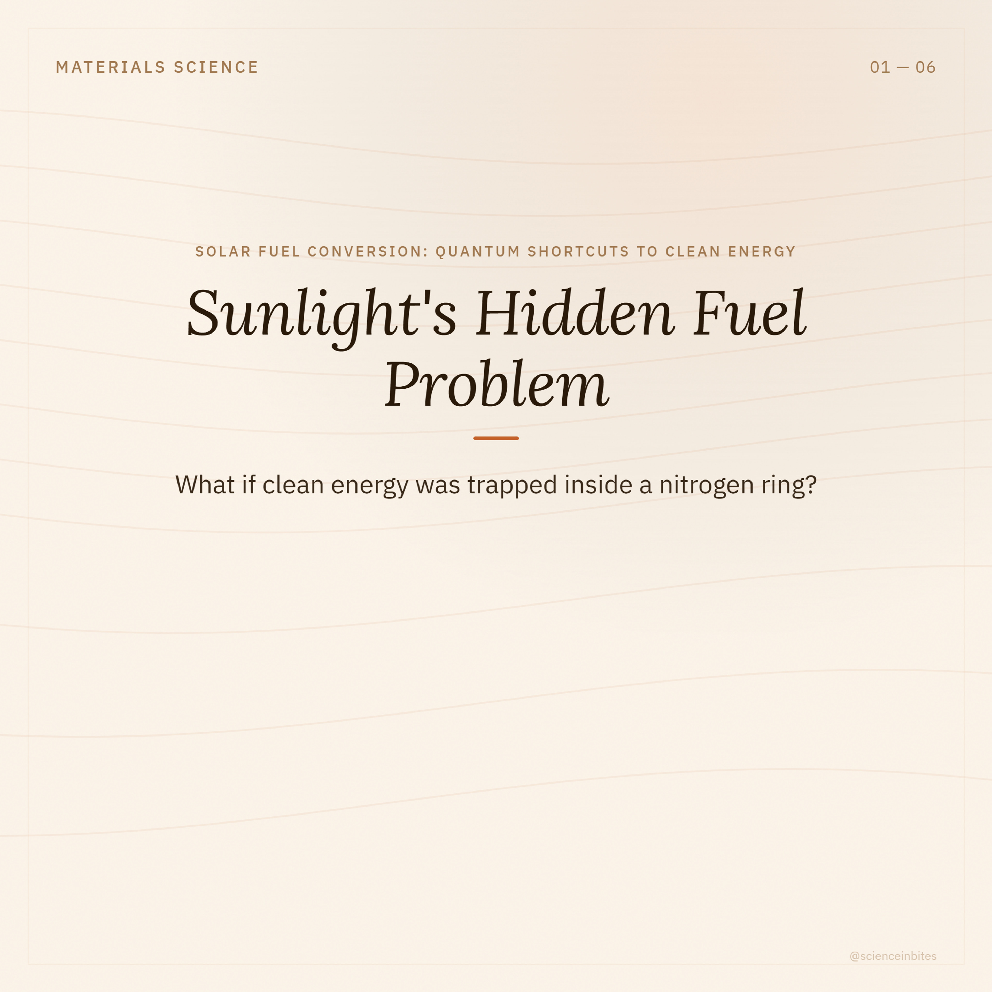 Science carousel slide 1 on solar fuel materials science.