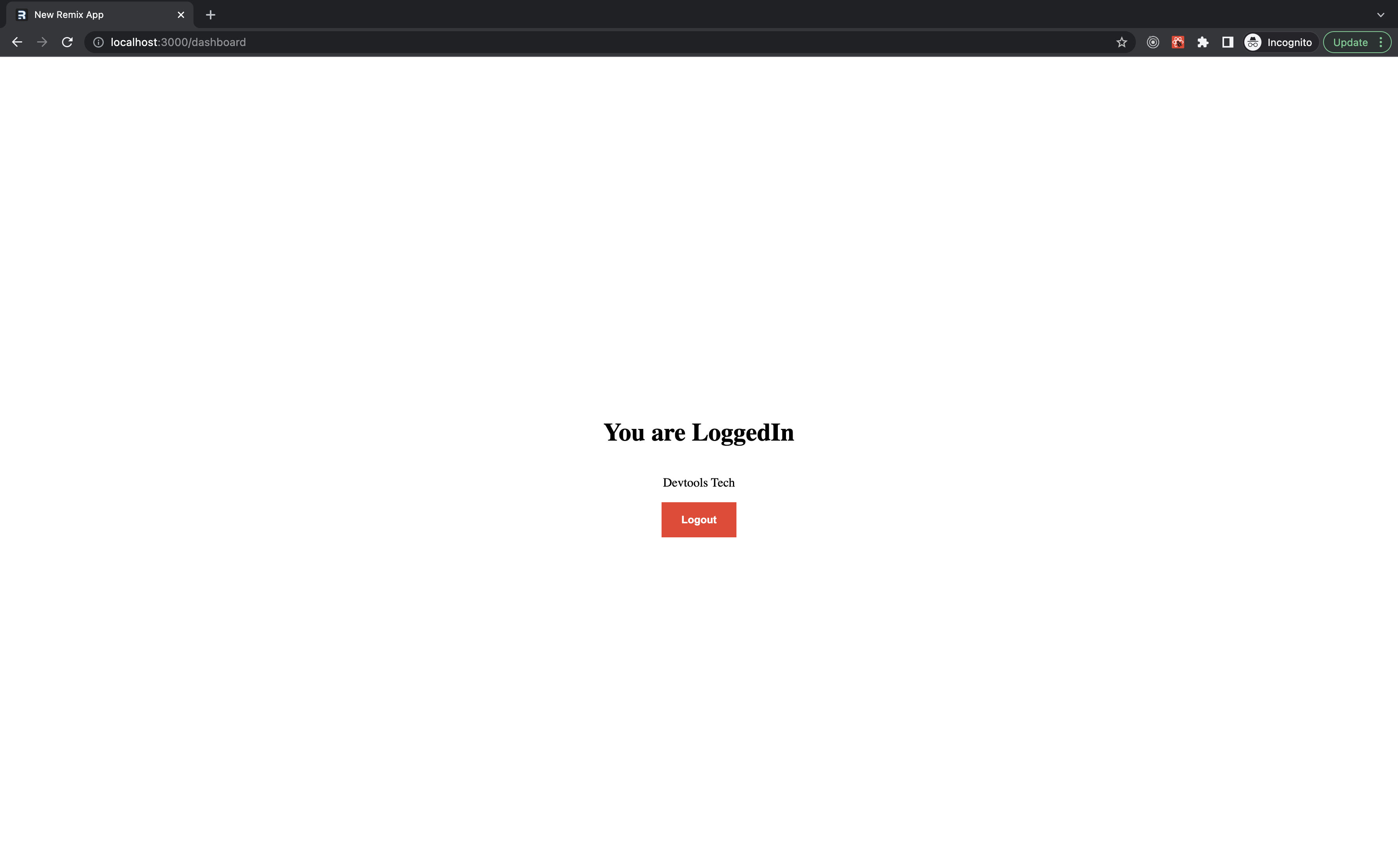 Dashboard with Logout Button