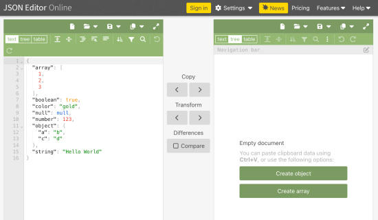 JSON Editor Online