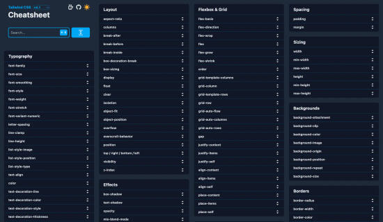 Tailwind CSS Cheatsheet
