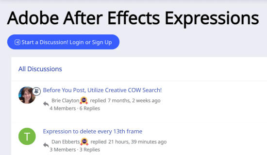 Creative Cow - Expressions Library