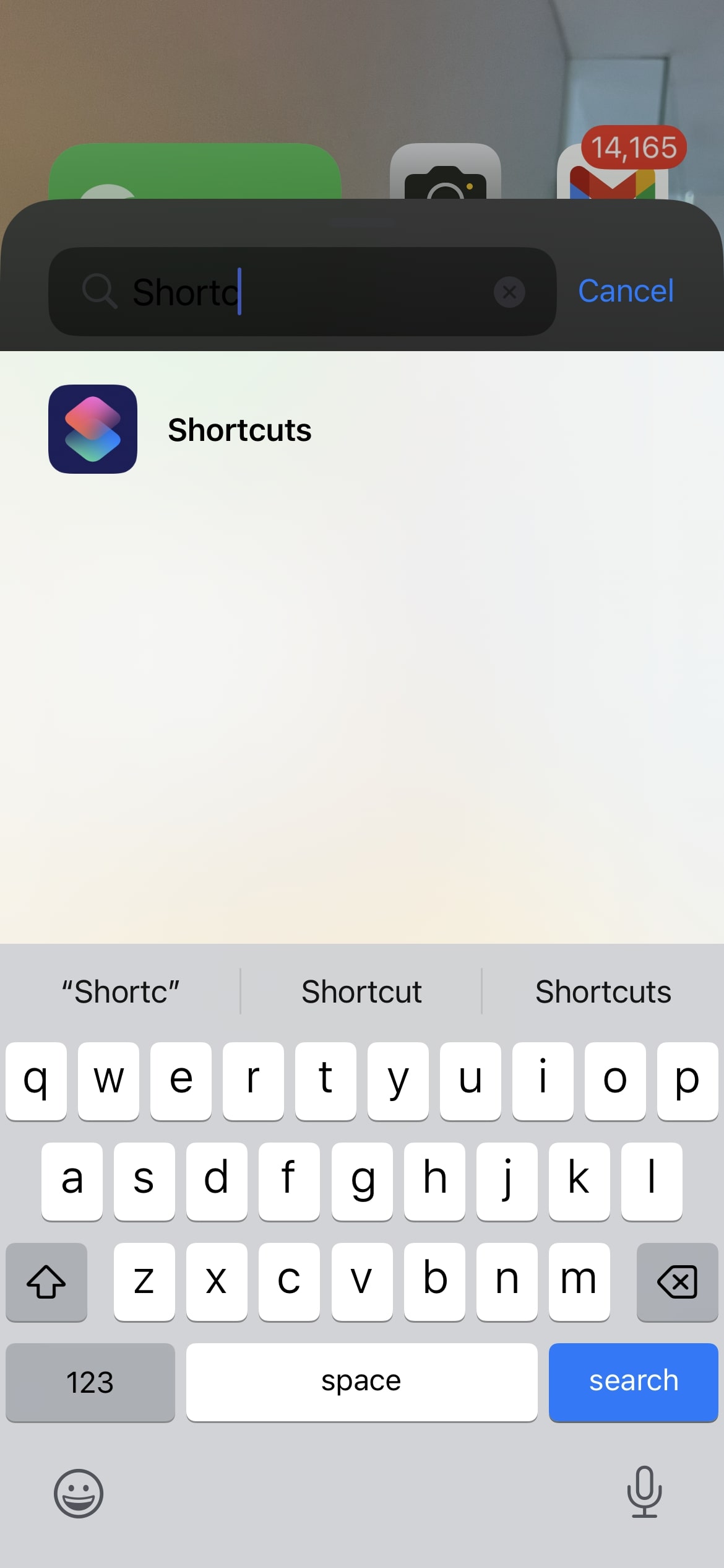 Search for Shortcuts in IPhone