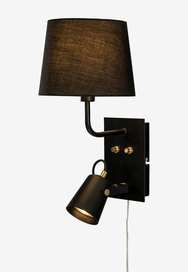 Svart Aneta Lighting-läslampa i komfortabel modell.