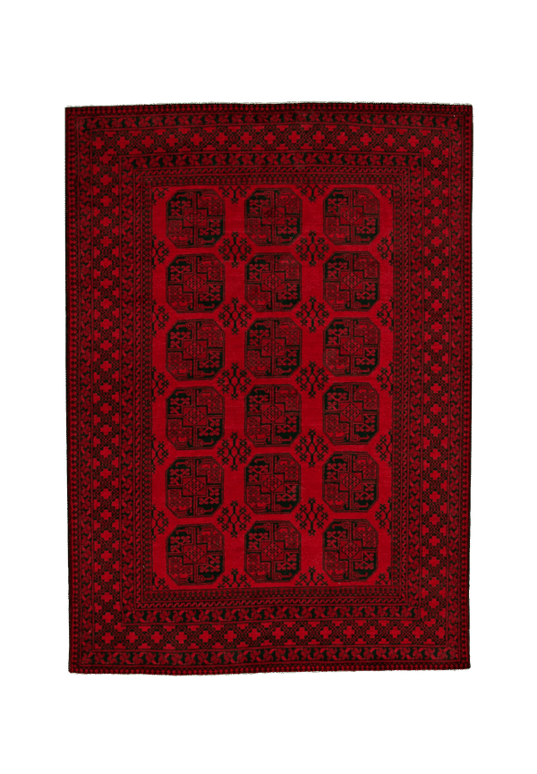 Röd Bargi-ullmatta i exklusiv modell.