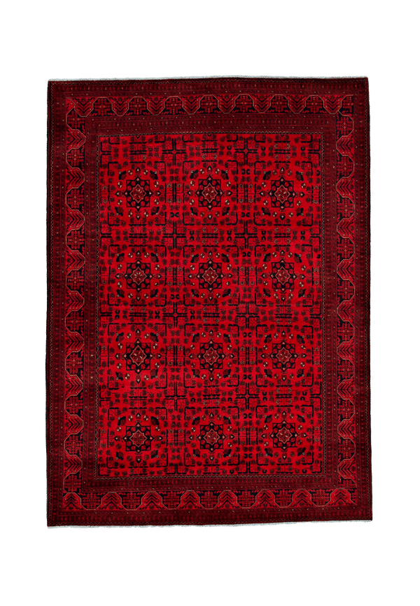 Röd Bargi-matta i elegant modell.