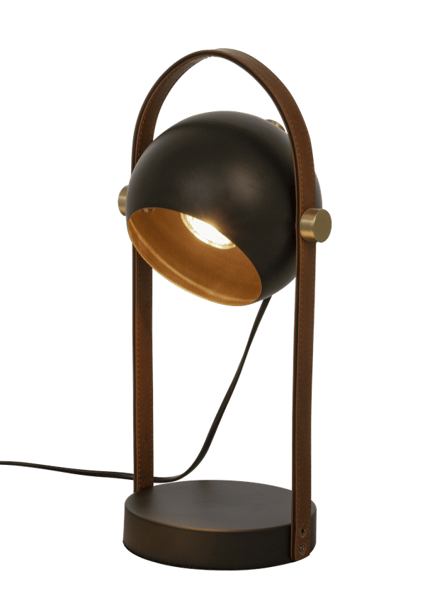 Otroligt snygg bordslampa i läder från Aneta Belysning.