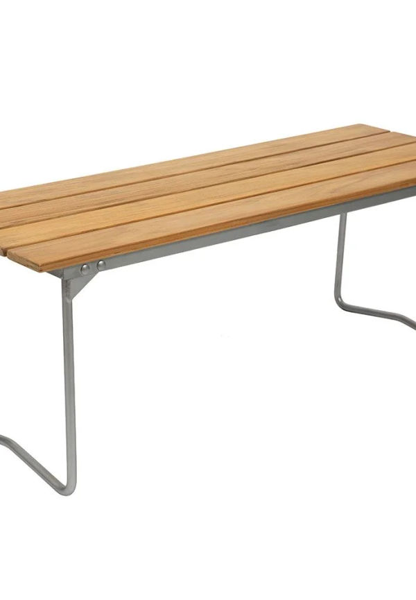 Ikonisk sittbänk i teak från Grythyttan Stålmöbler.
