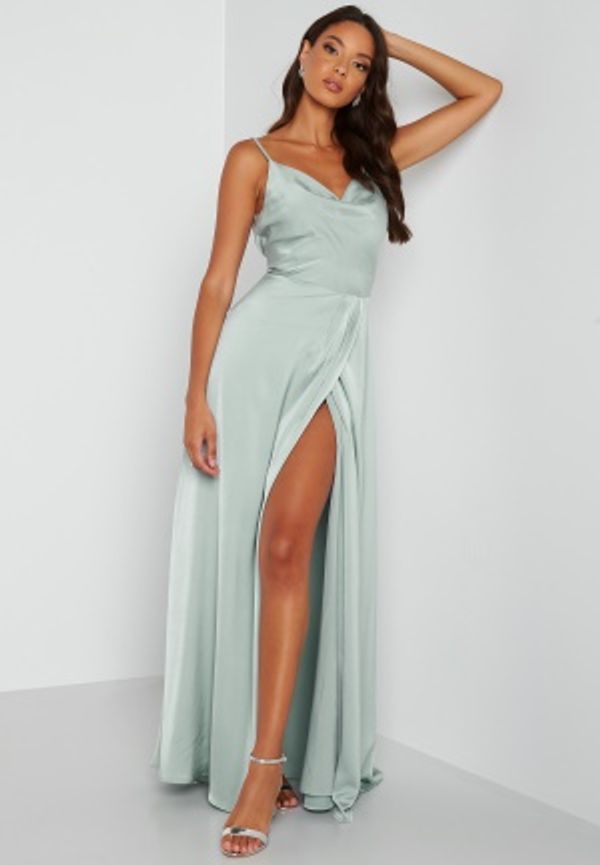 Bubbleroom Occasion Marion Waterfall Gown Dusty green 42