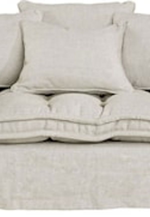 Skön artwood fåtölj i vit färg gjord i linne.