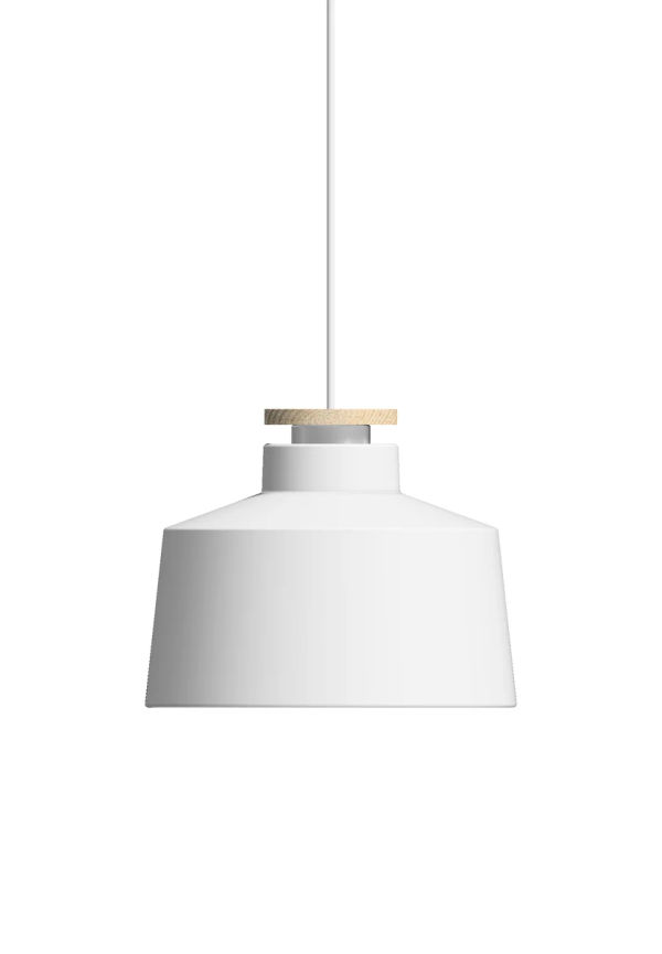 Vit Herstal-lampa i superfin modell.