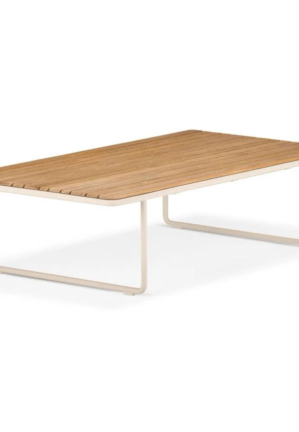 Vit Dedon-aluminiumsoffbord i modern modell.