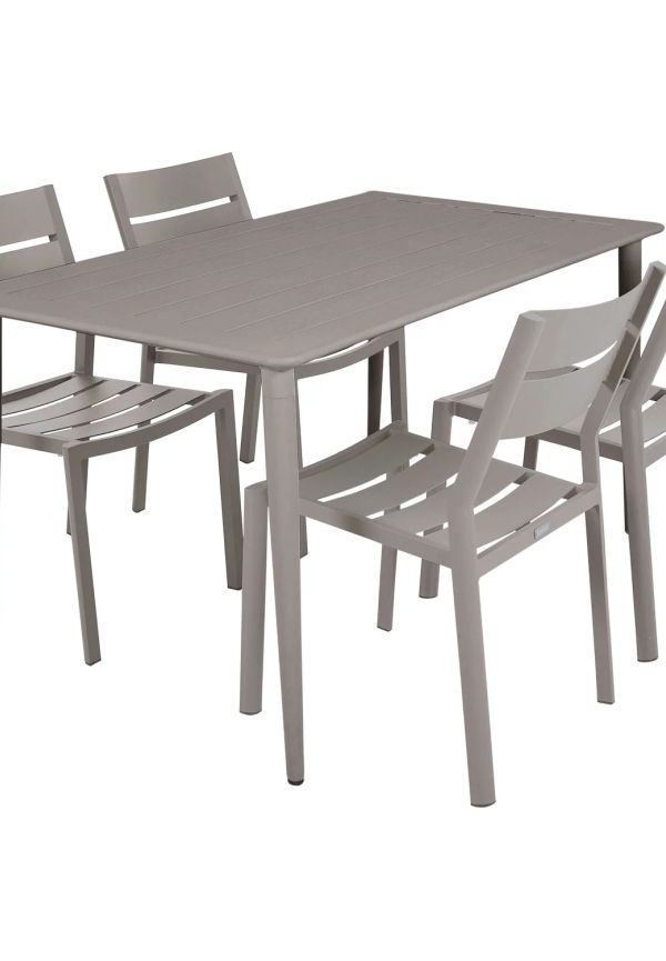 Skön brafab matstol i khaki färg gjord i aluminium.