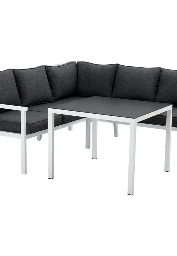 Moderiktig loungegrupp i aluminium från Brafab.