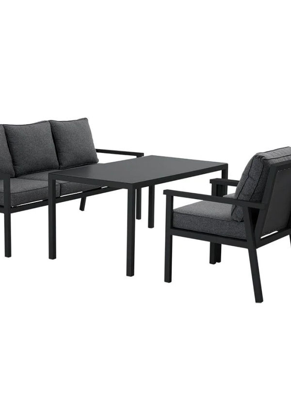 Otroligt fin svart loungegrupp i aluminium från Brafab.