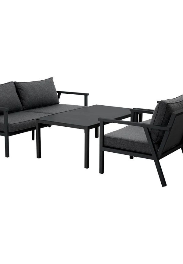 Elegant brafab soffgrupp i svart färg gjord i aluminium.