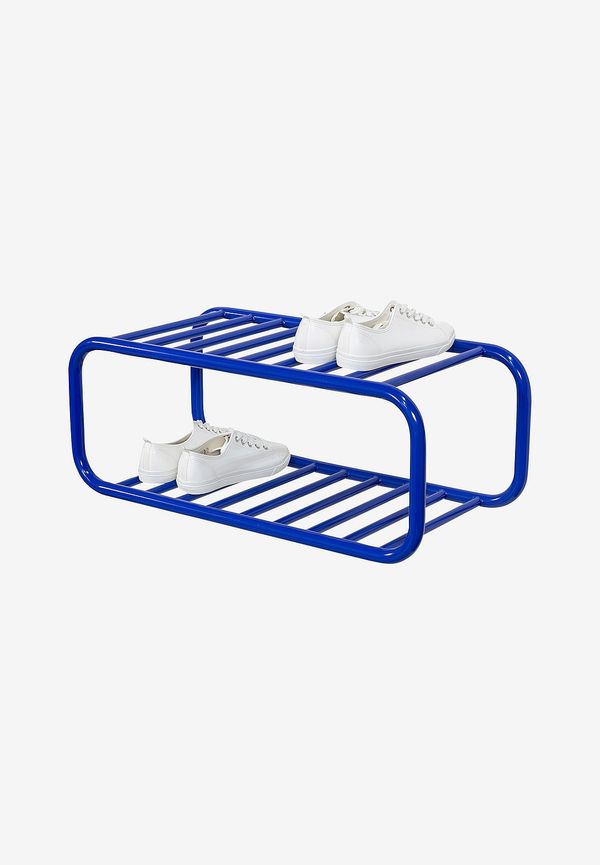Blå Spinder Design-skohylla i riktigt snygg modell.