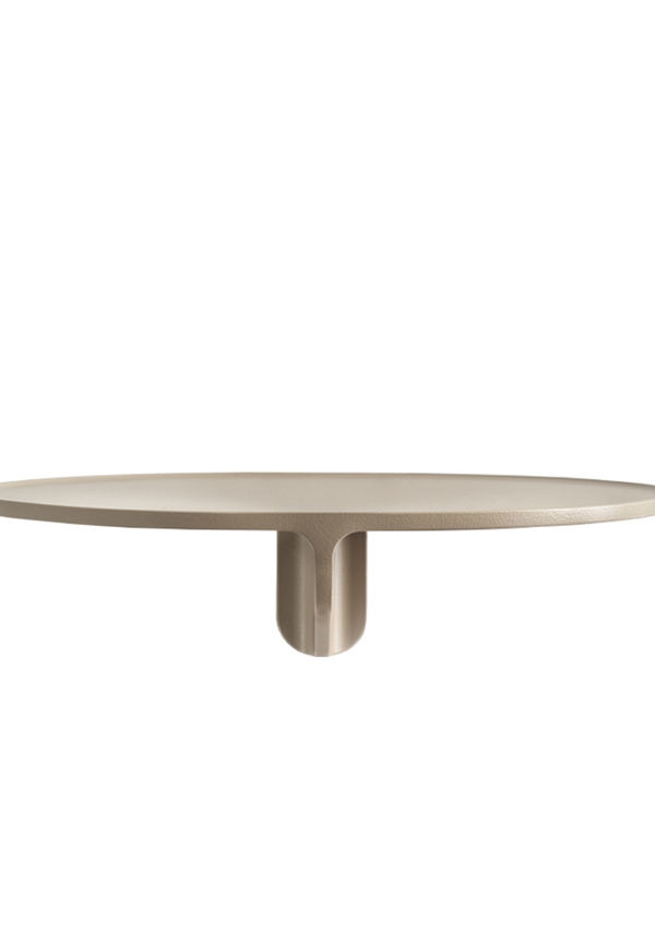 Trendig hylla i beige färg gjord i aluminium.