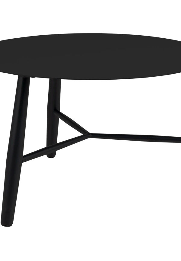 Elegant soffbord i mörkgrå färg gjord i aluminium.