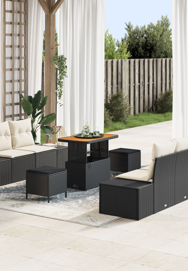 Svart vidaXL-utomhusmöbel i stilren modell.