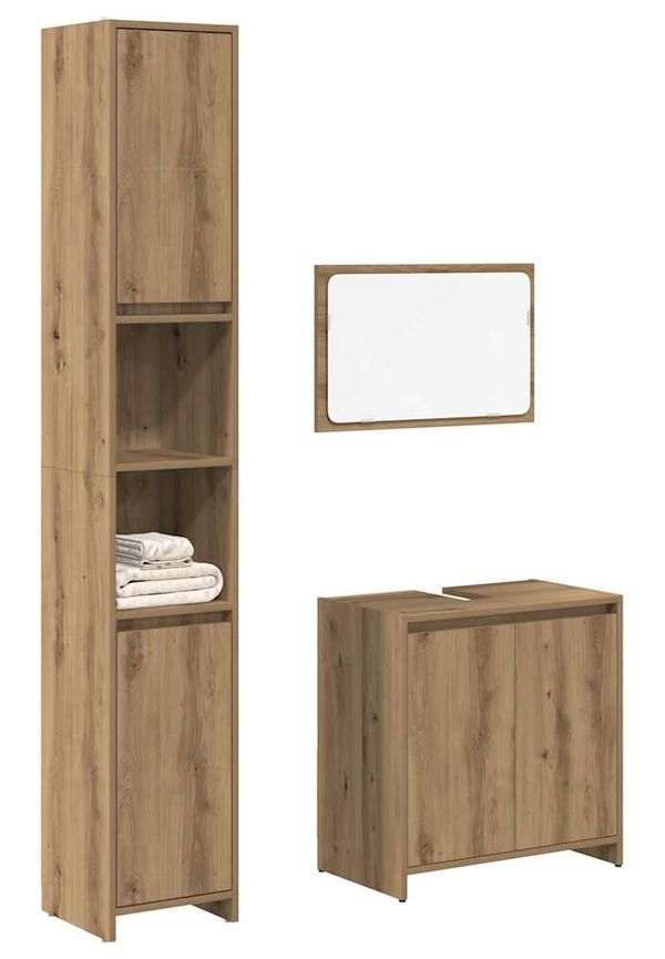 Skön badrumsmöbel i brun färg gjord i ek.