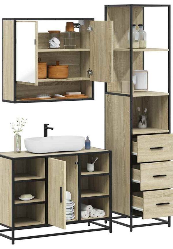 Riktigt fin badrumsmöbel i brun färg gjord i ek.