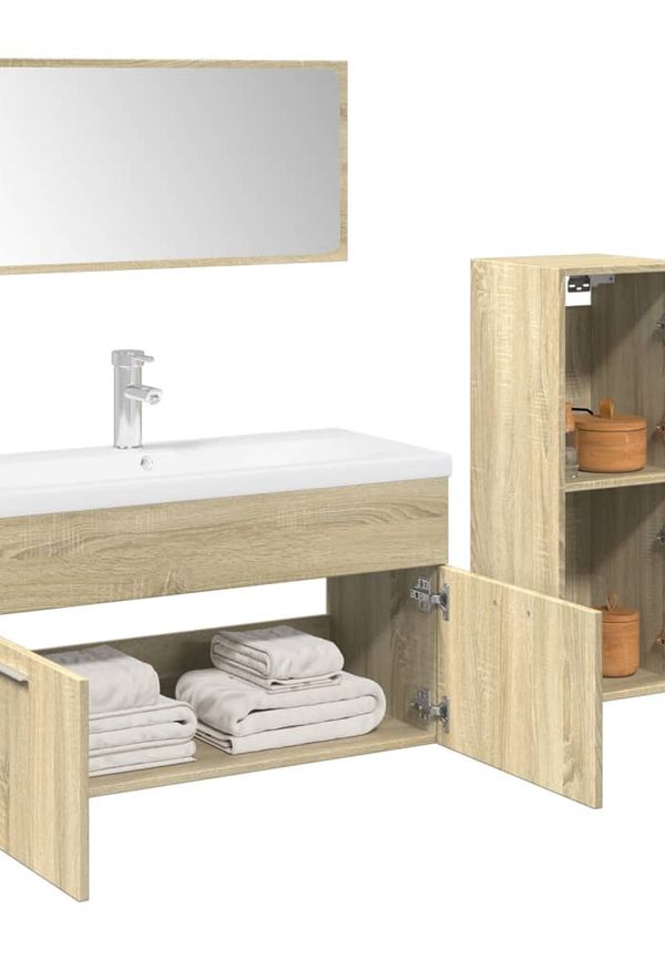 Moderiktig badrumsmöbel i ek 2025 från vidaXL.