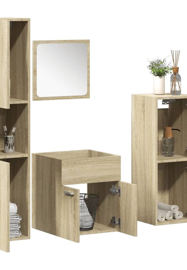 Otroligt fin vidaxl badrumsmöbel i brun färg gjord i ek.