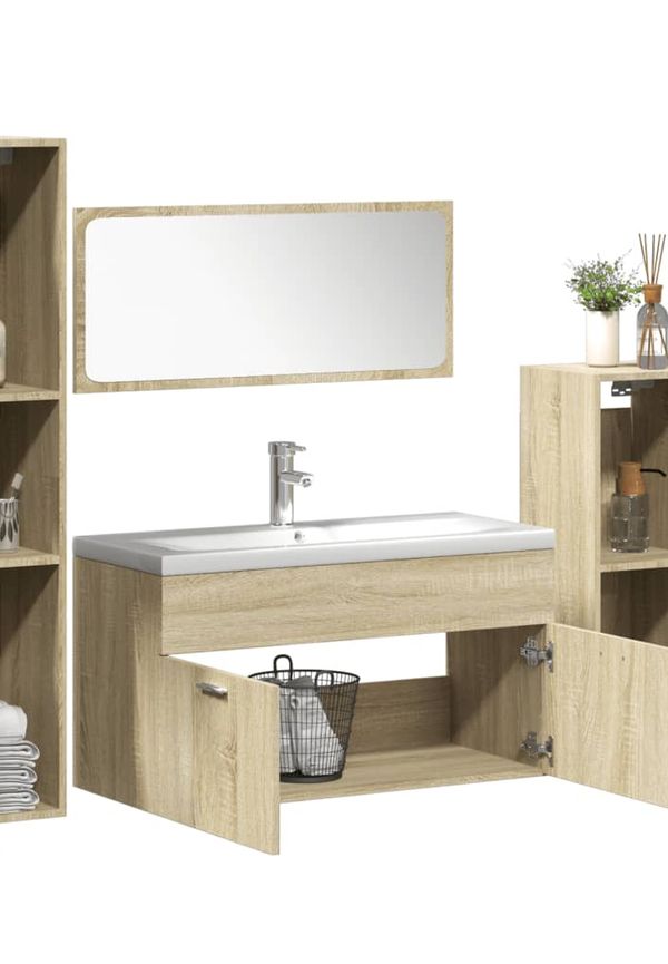 Fin brun badrumsmöbel i ek från vidaXL.