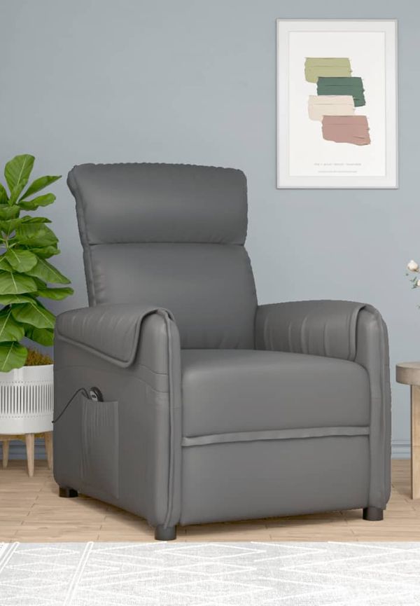 Grå vidaXL-bomullsfåtölj i komfortabel modell.