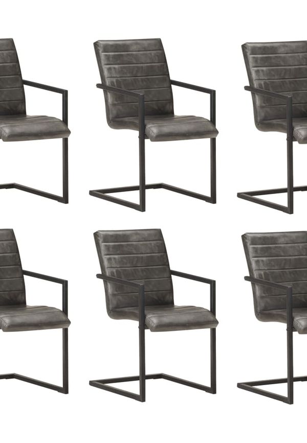 Otroligt snygg grå matstol i läder från vidaXL.