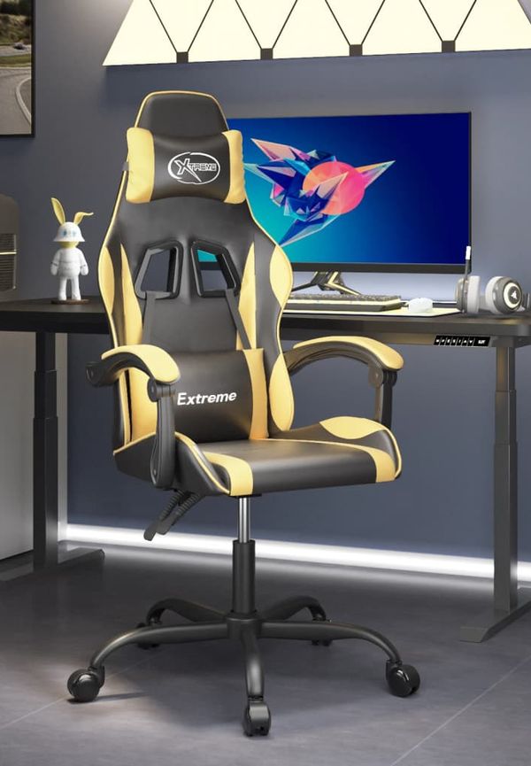 Söt svart spelstol i bomull från vidaXL.