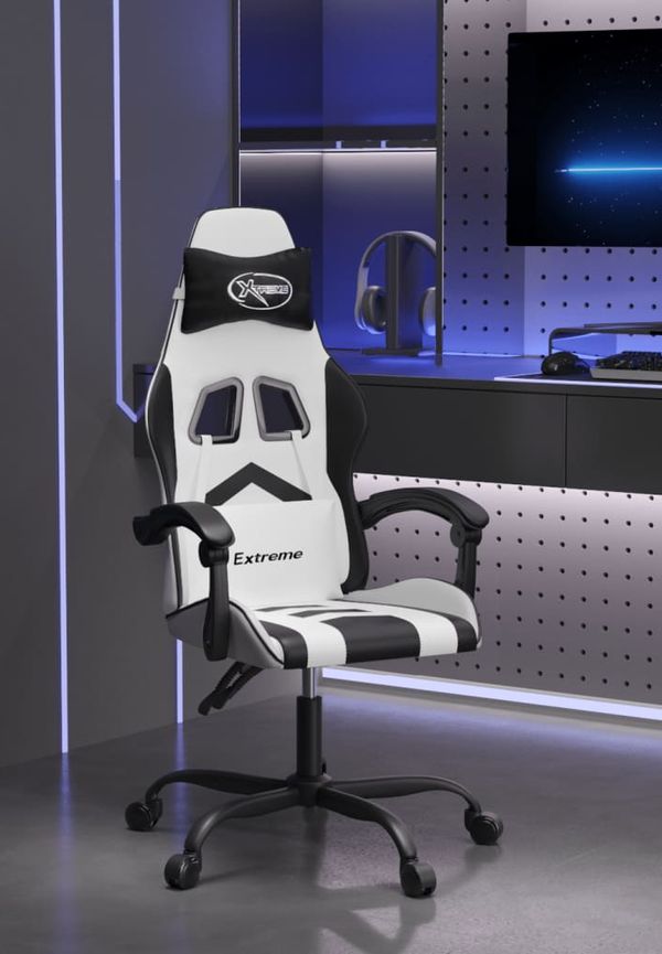 Otroligt snygg vidaxl gamingstol i vit färg gjord i bomull.