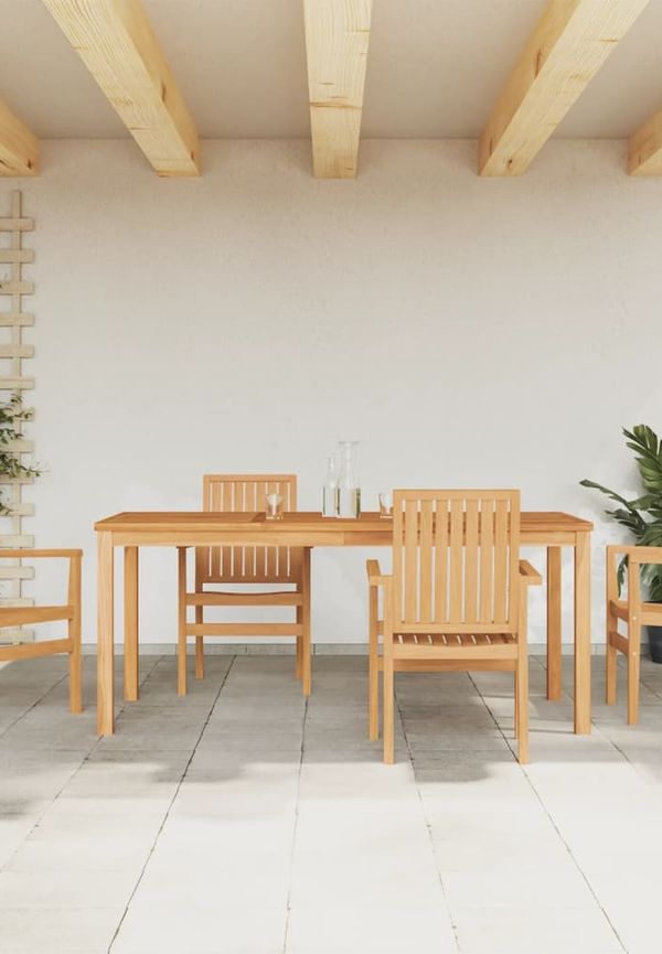 Brun vidaXL-teakmatstol i skön modell.