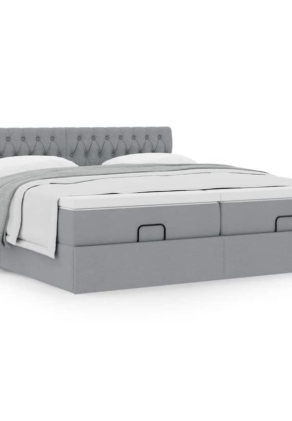 Grå vidaXL-säng i riktigt snygg modell.