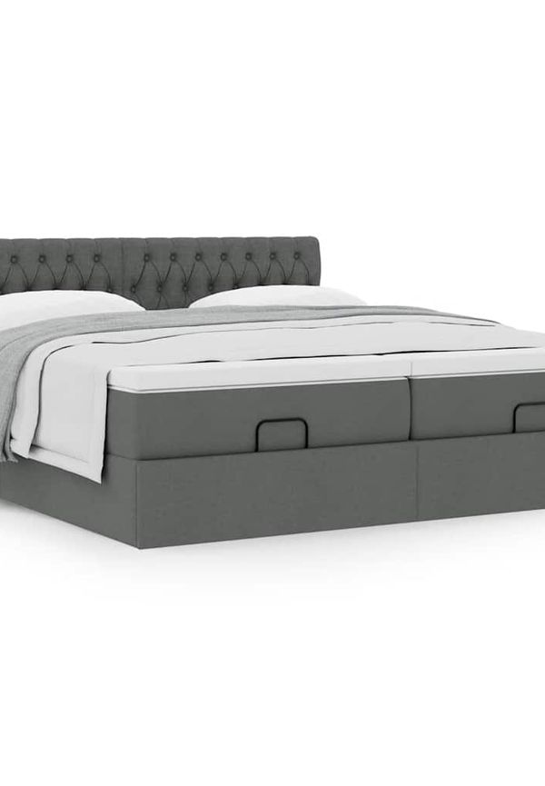 Grå vidaXL-dubbelsäng i stilren modell.