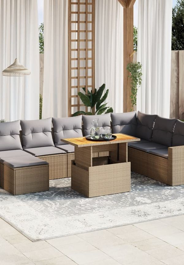 Beige vidaXL-trädgårdsbord i fantastiskt snygg modell.