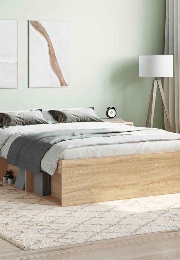 Brun vidaXL-säng i ek i jättesnygg modell.